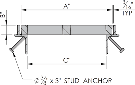 Product Drawing  of a Z Frame Trench Grate